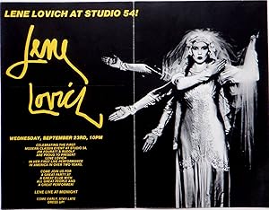 Lena Lovich at Studio 54. Wednesday, September 23rd, Promotional handbill/flier