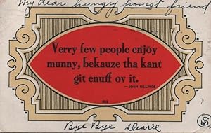 Immagine del venditore per finance postcard: Verry few people enjoy munny, bekauze tha kant git enuff uv it venduto da Mobyville