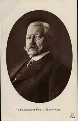 Ansichtskarte / Postkarte Reichspräsident Paul von Hindenburg, Portrait