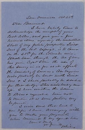 Whiting, Jasper S.; [Ives, Joseph Christmas] (1829-1868). Autograph Note Signed by an American En...