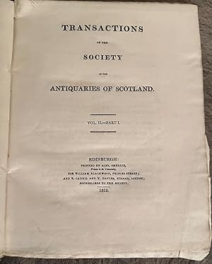 Transactions of the Society of Antiquaries of Scotland; Vol II - Part I