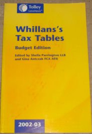 Seller image for Whillans Tax Tables 2002-03 for sale by WeBuyBooks