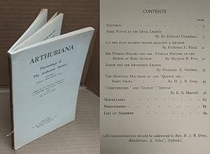 ARTHURIANA : PROCEEDINGS OF THE ARTHURIAN SOCIETY, VOLUME I, JANUARY, 1928-JANUARY, 1929