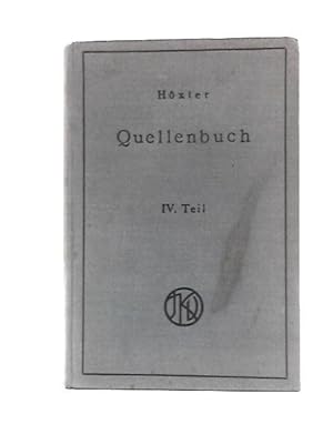 Seller image for Quellenbuch Zur Judischen Geschichte Und Literatur, IV Teil for sale by World of Rare Books