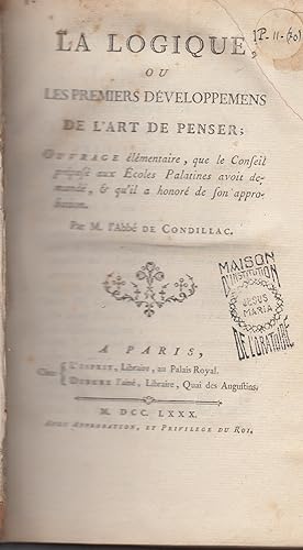 Seller image for Etienne Bonnot de CONDILLAC for sale by PRISCA