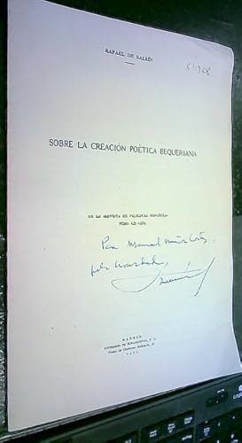 Seller image for Sobre la creacin potica Bequeriana. Separata de la Revista de Filologa Espaola for sale by Librera La Candela