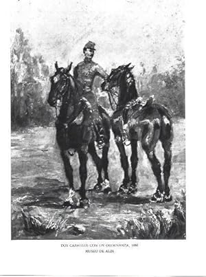 Bild des Verkufers fr LAMINA 33172: Dos caballos con un ordenanza zum Verkauf von EL BOLETIN