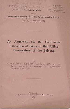 Bild des Verkufers fr An Apparatus for the Continuous Extraction of Solids at the Boiling Temperature of the Solvent zum Verkauf von Robinson Street Books, IOBA