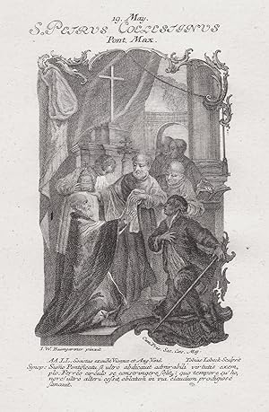 Bild des Verkufers fr Coelestin V. Papst / Pope Celestine V - 19. Mai may - Heiliger Heiligenbild Holy Card / Geburtstag / Birthday zum Verkauf von Antiquariat Steffen Vlkel GmbH