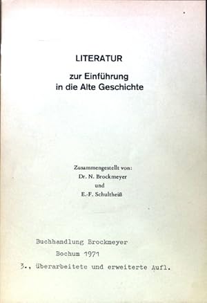 Bild des Verkufers fr Literatur zur Einfhrung in die alte Geschichte. zum Verkauf von books4less (Versandantiquariat Petra Gros GmbH & Co. KG)