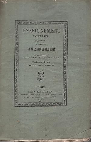 Image du vendeur pour Enseignement universel, par J. Jacotot. Langue maternelle. mis en vente par PRISCA