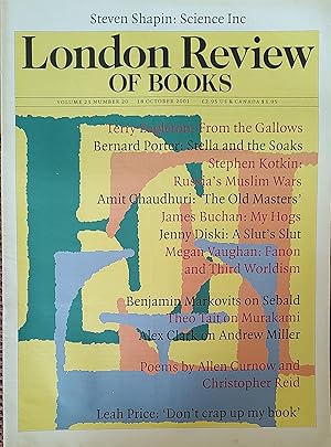 Imagen del vendedor de London Review Of Books 18 October 2001 a la venta por Shore Books