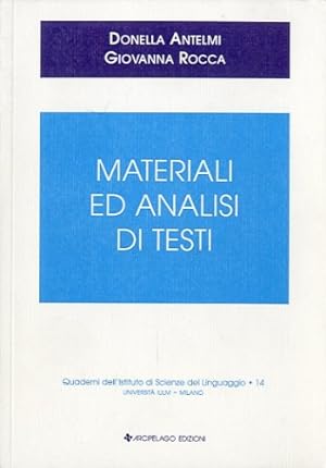 Image du vendeur pour Materiali ed analisi di testi. mis en vente par LIBET - Libreria del Riacquisto