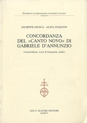 Imagen del vendedor de Concordanza del ''Canto novo'' di Gabriele D'Annunzio. a la venta por LIBET - Libreria del Riacquisto