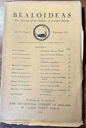 Bealoideas; The Journal of The Folklore of Ireland Society; Iml.V-Uimh. I ; Meitheamh 1935