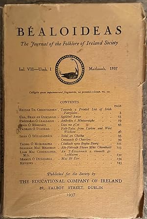 Bealoideas; The Journal of The Folklore of Ireland Society; IML. VII -UIML. I ; Meitheamh 1937