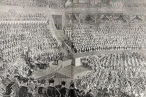 Imagen del vendedor de The Installation of the Prince of Wales as Grand Master of the Freemasons of England at the Royal Albert Hall. A collection of original woodcut engravings, with accompanying text from the Illustrated London News, 1875. a la venta por Cosmo Books