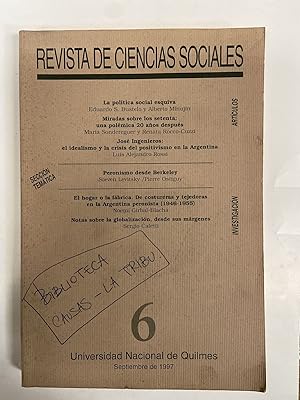 Immagine del venditore per Revista de ciencias sociales Nro 6 venduto da Libros nicos