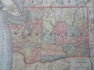Washington Territory Seattle Walla Walla Columbia River c. 1890 Watson map