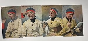 Soldat im Kaiserreich Rudolf Mälzer " Der Urkomische " 4 Postkarten gelaufen Konvolut In der Inst...