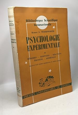 Bild des Verkufers fr Psychologie exprimentale - TOME PREMIER - Mmoires habitudes ractions motions esthtique / Bibliothque scientifique internationale zum Verkauf von crealivres