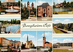 Postkarte Carte Postale 73865153 Bergheim-Erft Stadthalle Brunnen Freibad Krankenhaus Kirche Aach...