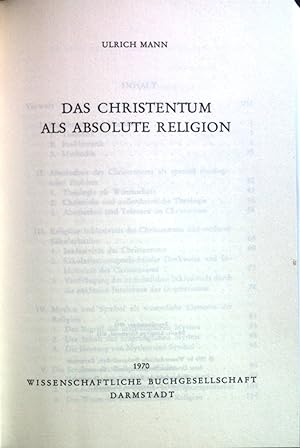 Bild des Verkufers fr Das Christentum als absolute Religion zum Verkauf von books4less (Versandantiquariat Petra Gros GmbH & Co. KG)