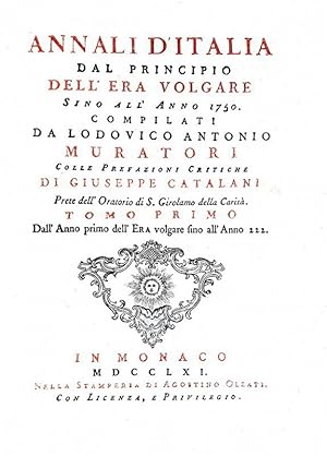 Annali d'Italia dal principio dell'era volgare sino all'anno 1749.In Monaco, nella Stamperia di A...