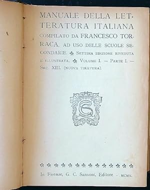 Bild des Verkufers fr Manuale della letteratura italiana vol. I parte I zum Verkauf von Librodifaccia