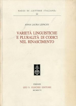 Immagine del venditore per Varieta' linguistiche e pluralita' di codici nel Rinascimento. venduto da LIBET - Libreria del Riacquisto