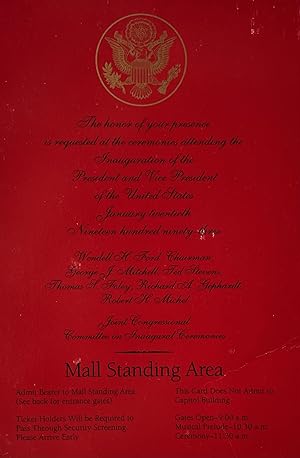 Mall Standing Area Invitation to the Inauguration of President William Jefferson Clinton and Vice...