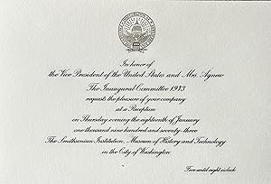 Invitation to a Reception in Honor of the Vice President of the United States and Mrs. Agnew, Jan...