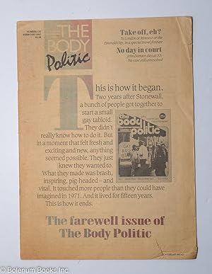 Image du vendeur pour The Body Politic: a magazine for lesbian/gay liberation; #135, February, 1987; The Farewell issue of the Body Politic mis en vente par Bolerium Books Inc.