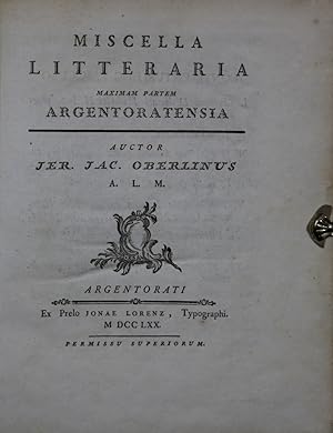 Miscella litteraria maximam partem Argentoratensia.