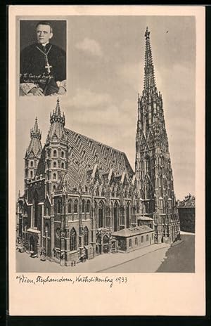 Ansichtskarte Wien, Katholikentag 1933, Stephansdorm