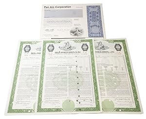 A good selection of subordinates debentures and share certificates issued by major American airli...