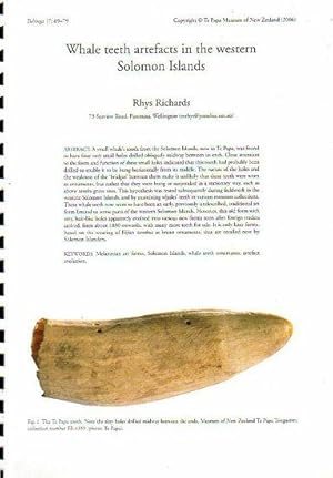 Seller image for WHALE TEETH ARTEFACTS IN THE WESTERN SOLOMON ISLANDS (in Tuhinga) for sale by Jean-Louis Boglio Maritime Books