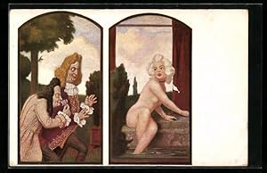 Bild des Verkufers fr Knstler-Ansichtskarte Ludwig von Zumbusch: Mademoiselle Susanna im Bade zum Verkauf von Bartko-Reher