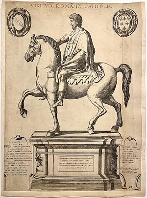 [Antique print, engraving, ca. 1600] Statue of Marcus Aurelius (Standbeeld van Marcus Aurelius), ...