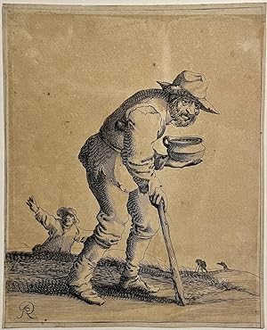 Antique print I Beggar with a bowl I Bedelaar met nap I published ca. 1634, 1 p.