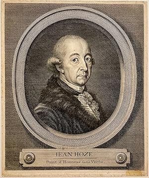 [Antique portrait print, etching, 1786] Portrait of Jean Hoze, aka Johannes Hotze (Portret van Jo...