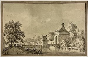 [Antique drawing, watercolour] View on the Benschopperpoort in IJsselstein, ca. 1750, 1 p.