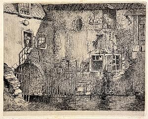 [Antique print, etching] Canal running under a house; 'Canal passant sous une maison', published ...