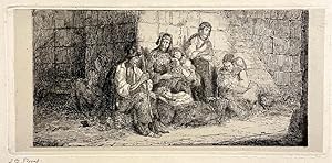 [Antique print, etching] A family of Romani (een Roma familie), published 1853, 1 p.