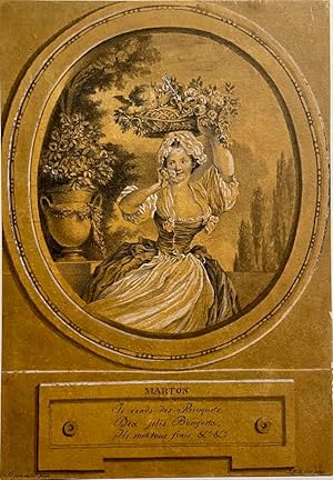Antique drawing, watercolour I Marton, the flower woman (De bloemenvrouw), 1876, 1 p.