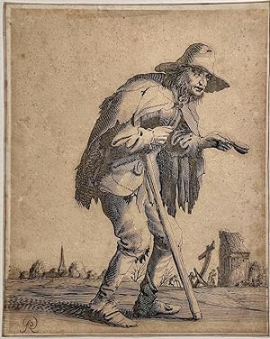Antique print I Leprous beggar (Melaatse bedelaar), published ca. 1634, 1 p.
