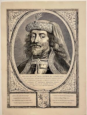 [Antique portrait print 1650] Portrait of William III 'the Good' of Hainaut (Willem III 'de Goede...