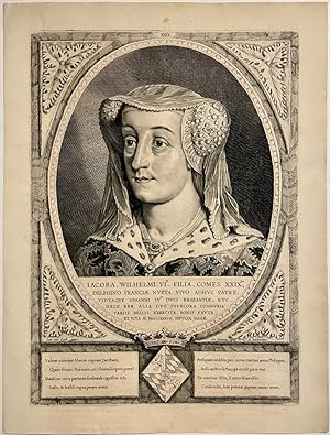 [Antique portrait print 1650] Portrait of Jacoba van Beieren, published 1650, 1 p.