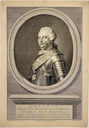 [Antique portrait print ca. 1760] Portrait of Lodewijk Ernst, Duke of Brunswick-Wolfenbüttel, pub...
