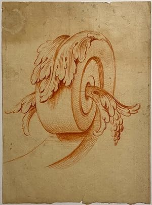 Antique drawing red chalk I An ornamental curl ca. 1750.